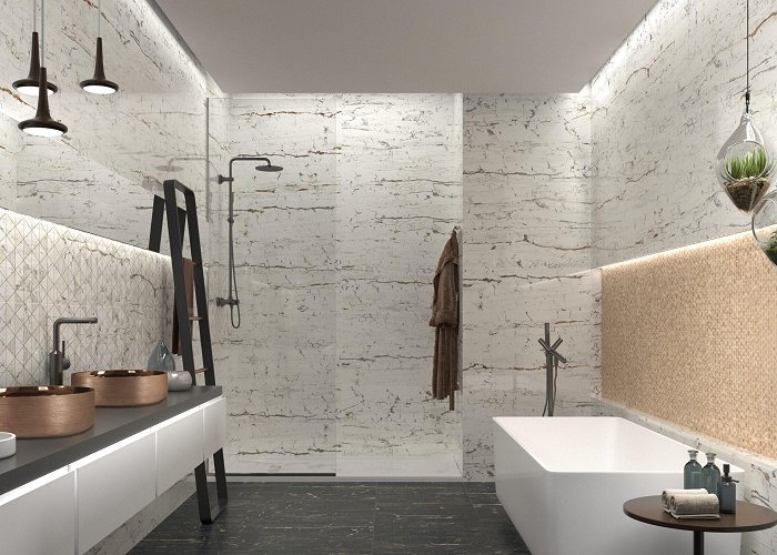 Sancta Maggiore Hospital Mocca Marble effect ceramics for bathrooms photo